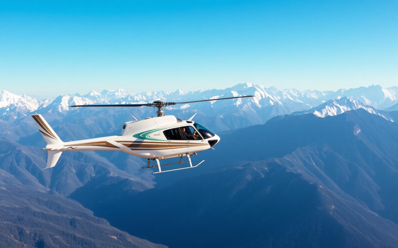 Charter helicopter over Himalayan peaks